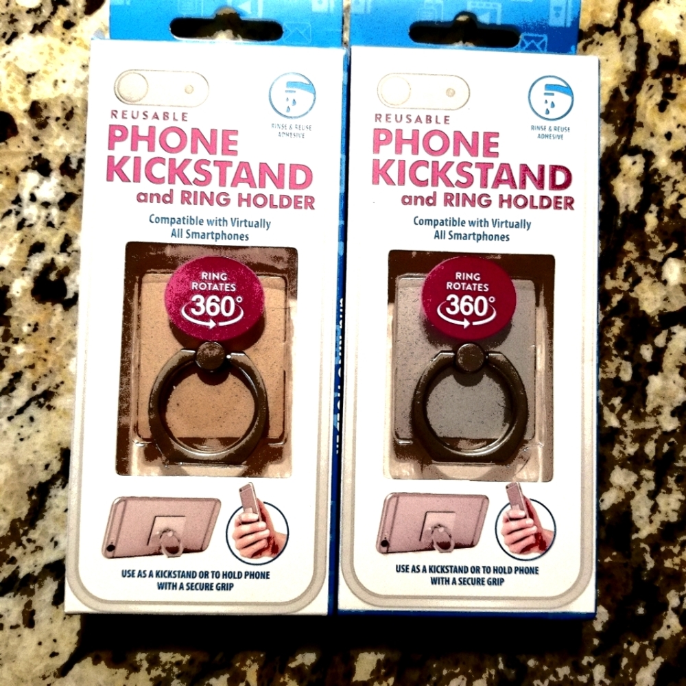 Set of 2 Phone Kickstand and Ring Holders by Emerge Technologies